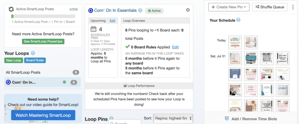 tailwind smartloop pinterest